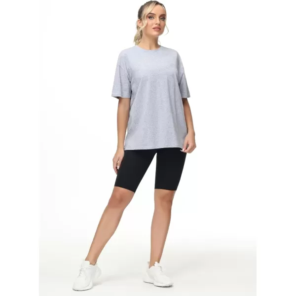 THE GYM PEOPLE Womens Casual Oversized TShirts Summer Crewneck Short Sleeve Workout Basic Tee TopsHeather Grey