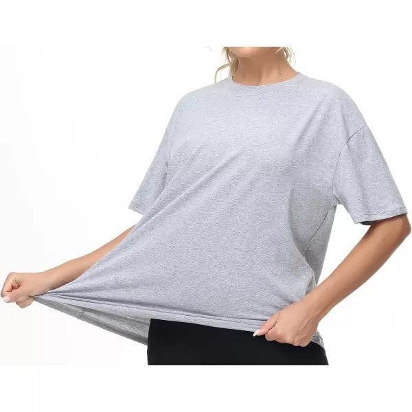 THE GYM PEOPLE Womens Casual Oversized TShirts Summer Crewneck Short Sleeve Workout Basic Tee TopsHeather Grey