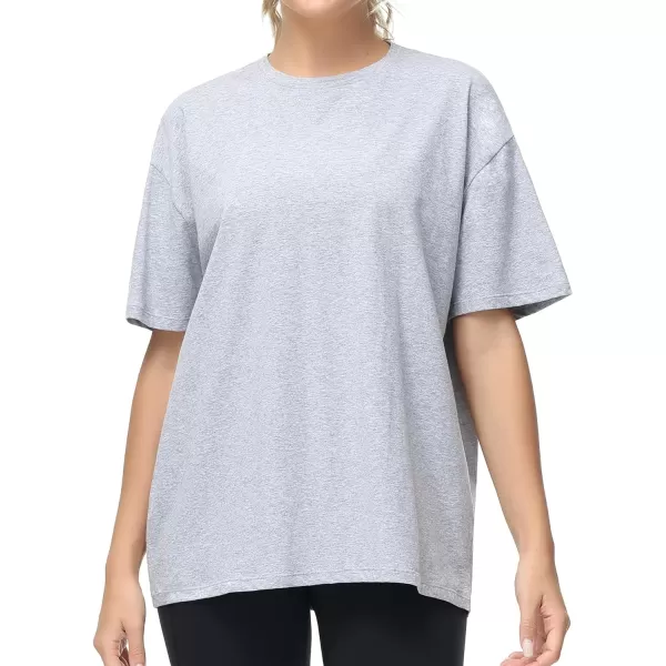 THE GYM PEOPLE Womens Casual Oversized TShirts Summer Crewneck Short Sleeve Workout Basic Tee TopsHeather Grey