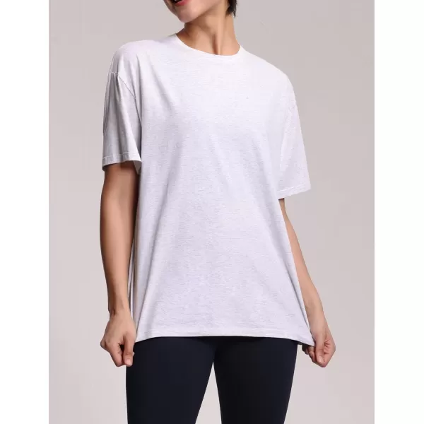 THE GYM PEOPLE Womens Casual Oversized TShirts Summer Crewneck Short Sleeve Workout Basic Tee TopsHeather White
