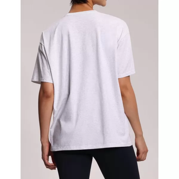 THE GYM PEOPLE Womens Casual Oversized TShirts Summer Crewneck Short Sleeve Workout Basic Tee TopsHeather White