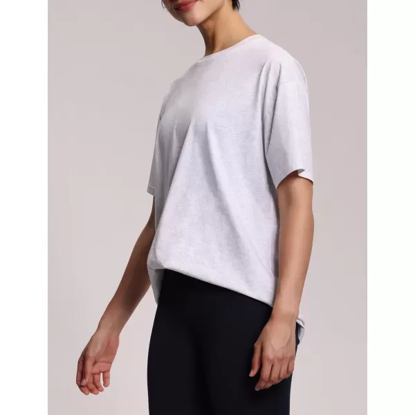 THE GYM PEOPLE Womens Casual Oversized TShirts Summer Crewneck Short Sleeve Workout Basic Tee TopsHeather White