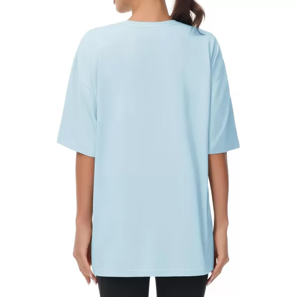 THE GYM PEOPLE Womens Casual Oversized TShirts Summer Crewneck Short Sleeve Workout Basic Tee TopsLight Blue