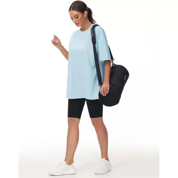 THE GYM PEOPLE Womens Casual Oversized TShirts Summer Crewneck Short Sleeve Workout Basic Tee TopsLight Blue
