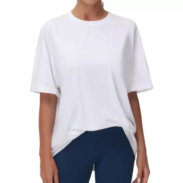 THE GYM PEOPLE Womens Casual Oversized TShirts Summer Crewneck Short Sleeve Workout Basic Tee TopsWhite