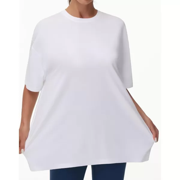 THE GYM PEOPLE Womens Casual Oversized TShirts Summer Crewneck Short Sleeve Workout Basic Tee TopsWhite