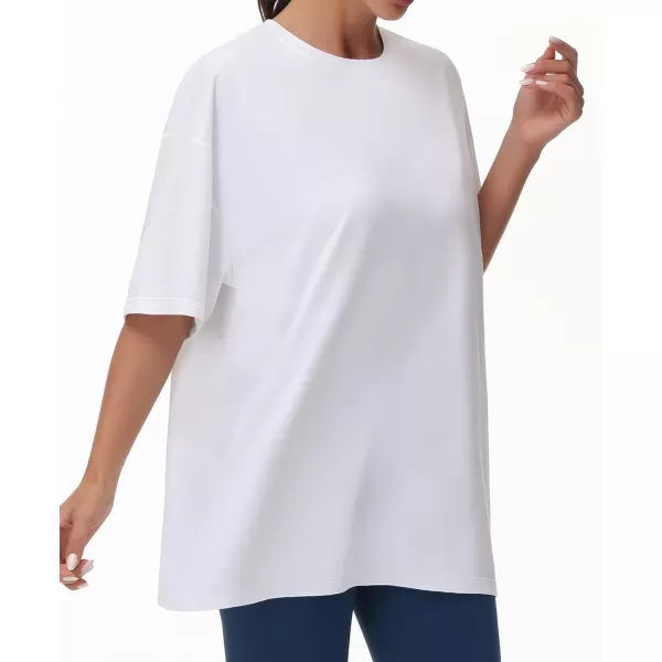 THE GYM PEOPLE Womens Casual Oversized TShirts Summer Crewneck Short Sleeve Workout Basic Tee TopsWhite