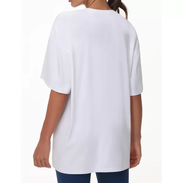 THE GYM PEOPLE Womens Casual Oversized TShirts Summer Crewneck Short Sleeve Workout Basic Tee TopsWhite