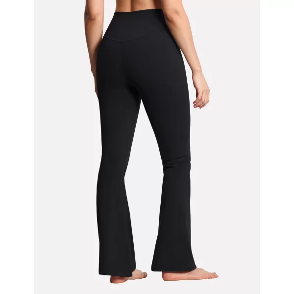 THE GYM PEOPLE Womens Crossover High Waist Flare Workout Leggings Bootcut Bell Bottom Yoga Pants with Tummy ControlBlack