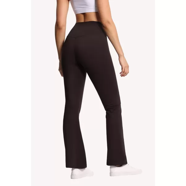 THE GYM PEOPLE Womens Crossover High Waist Flare Workout Leggings Bootcut Bell Bottom Yoga Pants with Tummy ControlBrown