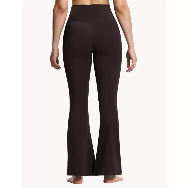 THE GYM PEOPLE Womens Crossover High Waist Flare Workout Leggings Bootcut Bell Bottom Yoga Pants with Tummy ControlBrown