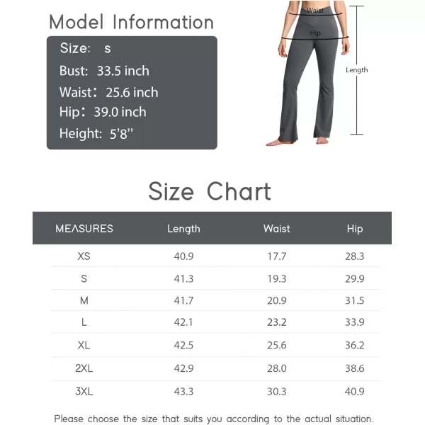 THE GYM PEOPLE Womens Crossover High Waist Flare Workout Leggings Bootcut Bell Bottom Yoga Pants with Tummy ControlDark Grey