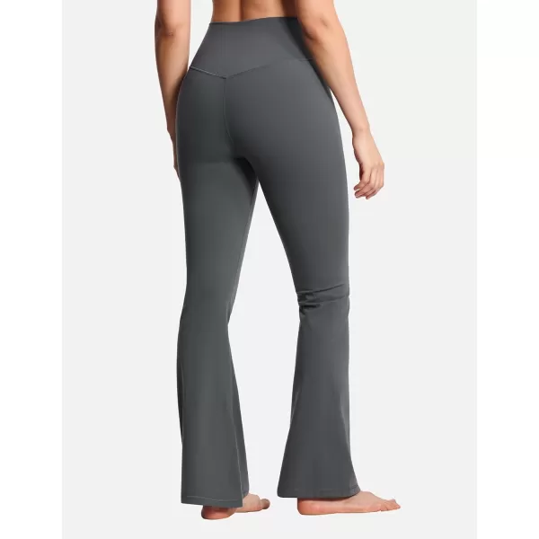 THE GYM PEOPLE Womens Crossover High Waist Flare Workout Leggings Bootcut Bell Bottom Yoga Pants with Tummy ControlDark Grey