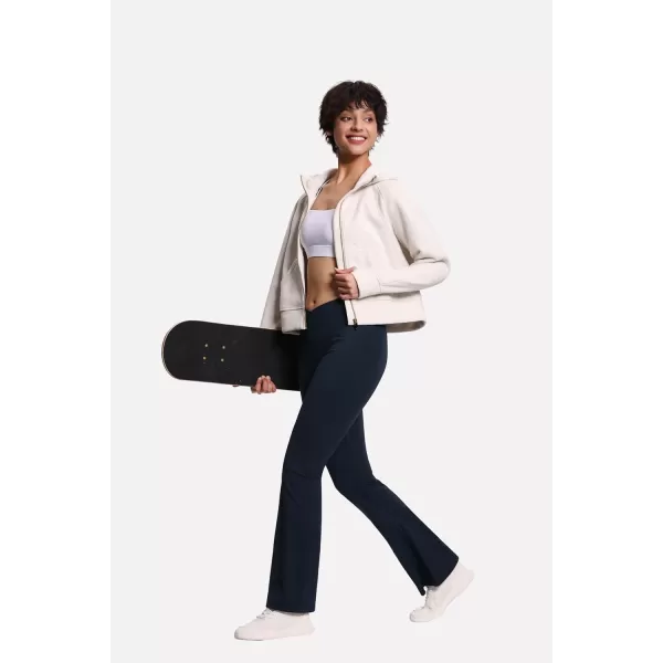THE GYM PEOPLE Womens Crossover High Waist Flare Workout Leggings Bootcut Bell Bottom Yoga Pants with Tummy ControlDark Navy Blue