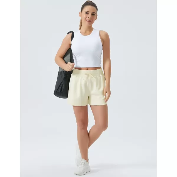 THE GYM PEOPLE Womens Drawstring Sweat Shorts High Waisted Summer Workout Lounge Shorts with PocketsApricot