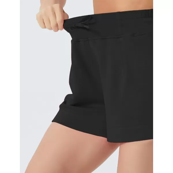 THE GYM PEOPLE Womens Drawstring Sweat Shorts High Waisted Summer Workout Lounge Shorts with PocketsBlack