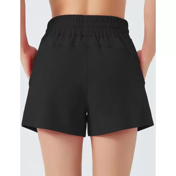 THE GYM PEOPLE Womens Drawstring Sweat Shorts High Waisted Summer Workout Lounge Shorts with PocketsBlack