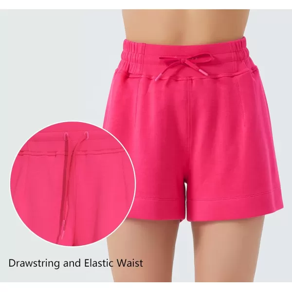 THE GYM PEOPLE Womens Drawstring Sweat Shorts High Waisted Summer Workout Lounge Shorts with PocketsBright Pink 01