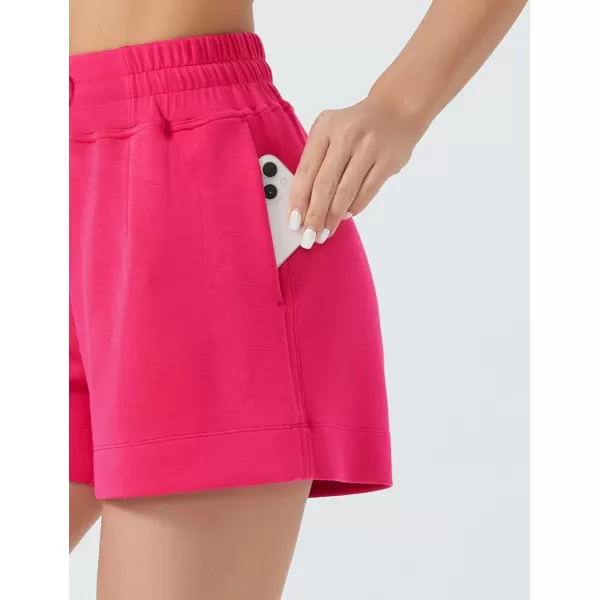 THE GYM PEOPLE Womens Drawstring Sweat Shorts High Waisted Summer Workout Lounge Shorts with PocketsBright Pink 01
