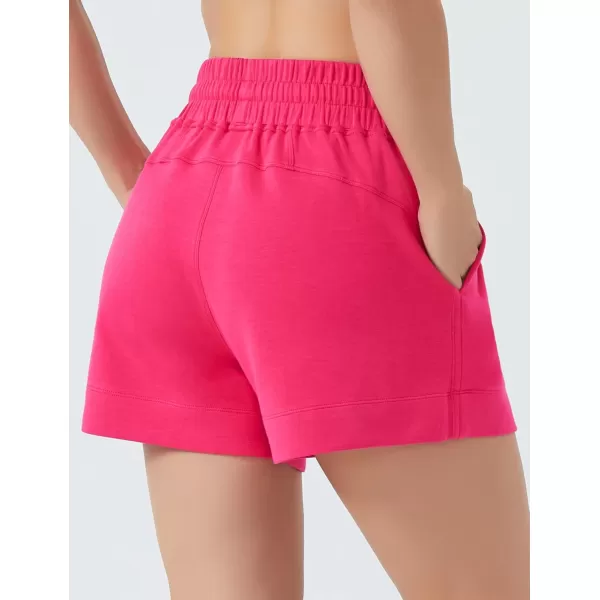 THE GYM PEOPLE Womens Drawstring Sweat Shorts High Waisted Summer Workout Lounge Shorts with PocketsBright Pink 01