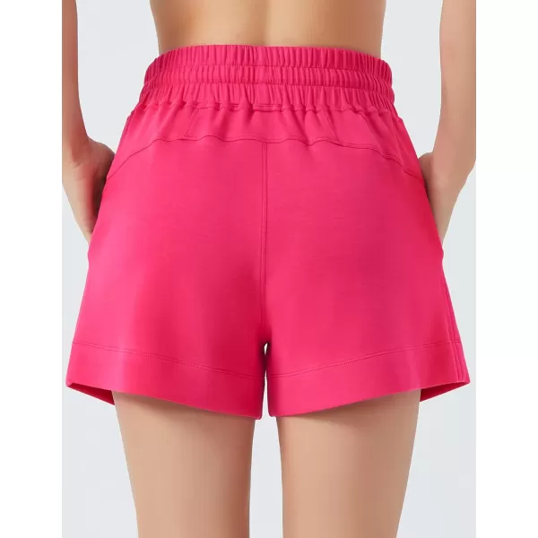 THE GYM PEOPLE Womens Drawstring Sweat Shorts High Waisted Summer Workout Lounge Shorts with PocketsBright Pink 01