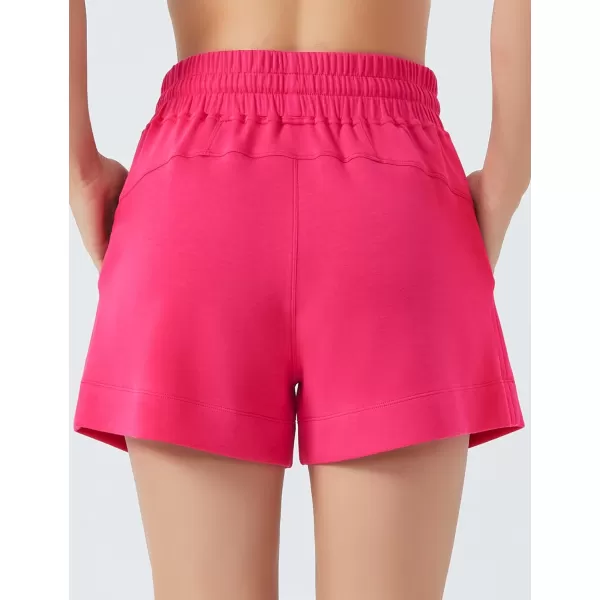 THE GYM PEOPLE Womens Drawstring Sweat Shorts High Waisted Summer Workout Lounge Shorts with PocketsBright Pink