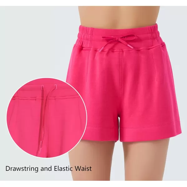 THE GYM PEOPLE Womens Drawstring Sweat Shorts High Waisted Summer Workout Lounge Shorts with PocketsBright Pink
