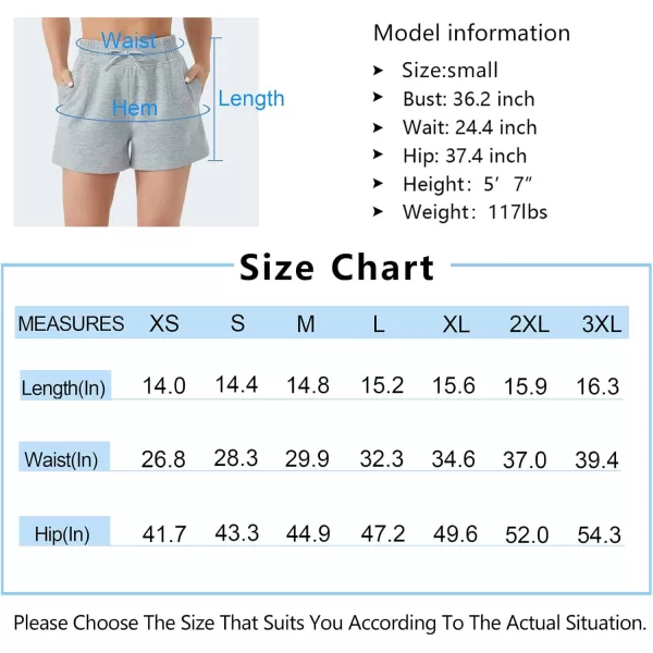 THE GYM PEOPLE Womens Drawstring Sweat Shorts High Waisted Summer Workout Lounge Shorts with PocketsHeather White