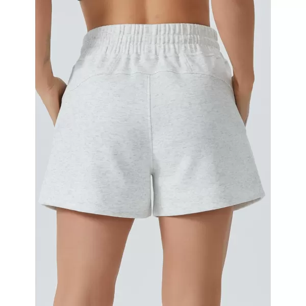 THE GYM PEOPLE Womens Drawstring Sweat Shorts High Waisted Summer Workout Lounge Shorts with PocketsHeather White