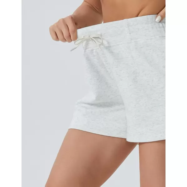 THE GYM PEOPLE Womens Drawstring Sweat Shorts High Waisted Summer Workout Lounge Shorts with PocketsHeather White