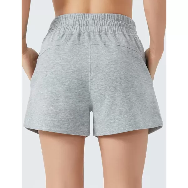 THE GYM PEOPLE Womens Drawstring Sweat Shorts High Waisted Summer Workout Lounge Shorts with PocketsLight Heather Grey