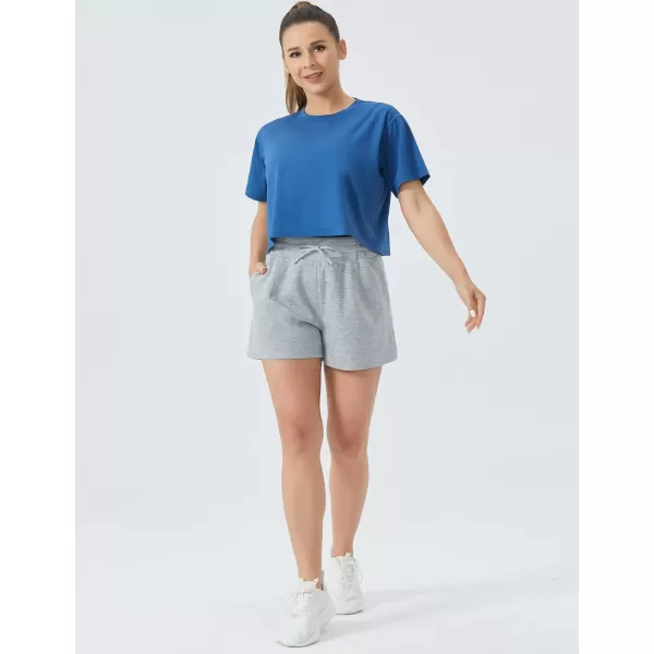 THE GYM PEOPLE Womens Drawstring Sweat Shorts High Waisted Summer Workout Lounge Shorts with PocketsLight Heather Grey