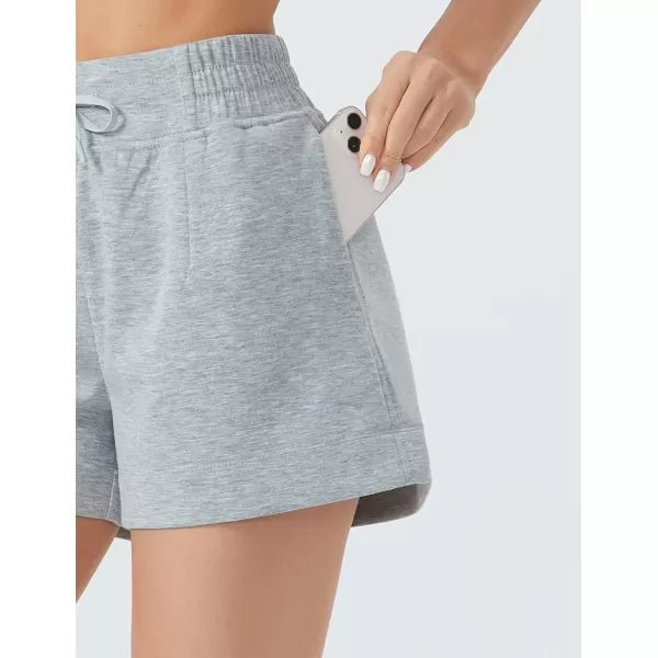 THE GYM PEOPLE Womens Drawstring Sweat Shorts High Waisted Summer Workout Lounge Shorts with PocketsLight Heather Grey