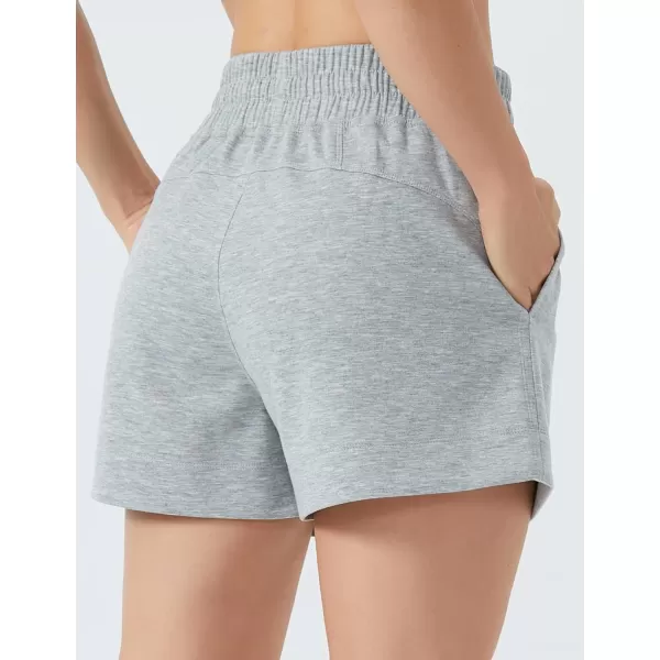 THE GYM PEOPLE Womens Drawstring Sweat Shorts High Waisted Summer Workout Lounge Shorts with PocketsLight Heather Grey