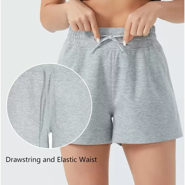 THE GYM PEOPLE Womens Drawstring Sweat Shorts High Waisted Summer Workout Lounge Shorts with PocketsLight Heather Grey