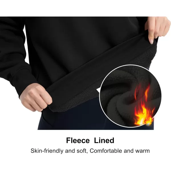 THE GYM PEOPLE Womens Fleece Crewneck Loose fit Soft Oversized Pullover SweatshirtBlack