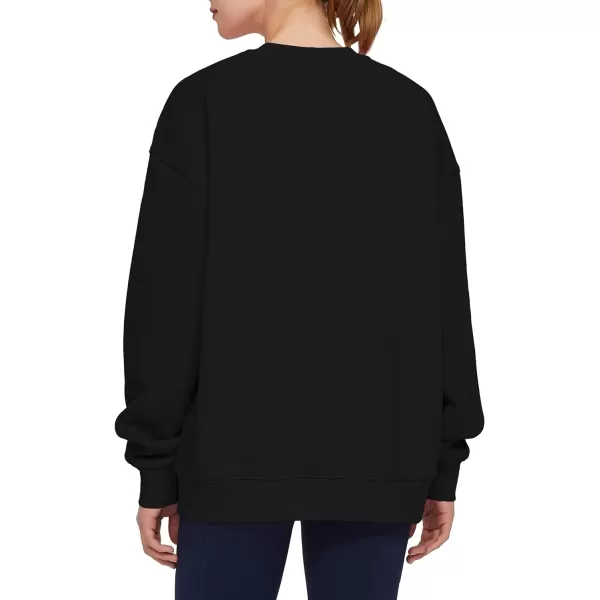 THE GYM PEOPLE Womens Fleece Crewneck Loose fit Soft Oversized Pullover SweatshirtBlack