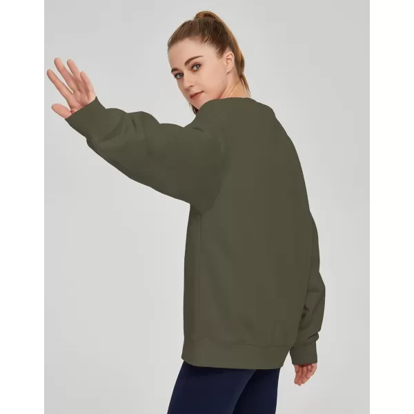 THE GYM PEOPLE Womens Fleece Crewneck Loose fit Soft Oversized Pullover SweatshirtDark Grey