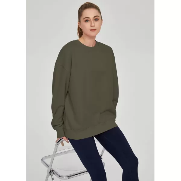 THE GYM PEOPLE Womens Fleece Crewneck Loose fit Soft Oversized Pullover SweatshirtDark Grey