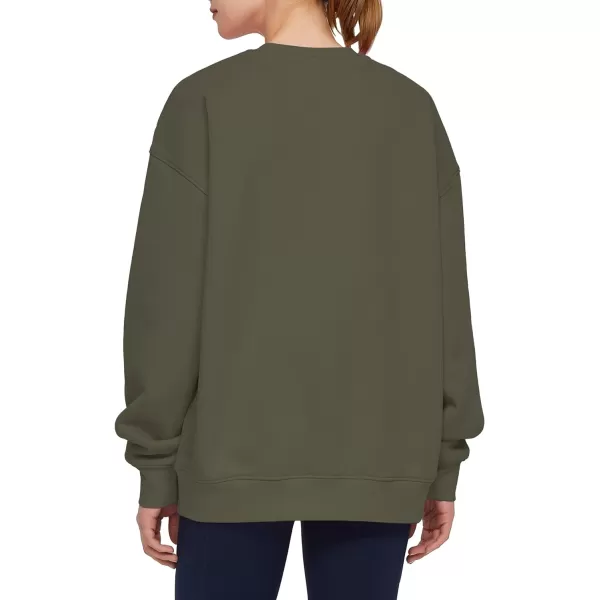 THE GYM PEOPLE Womens Fleece Crewneck Loose fit Soft Oversized Pullover SweatshirtDark Grey