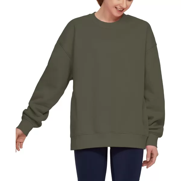 THE GYM PEOPLE Womens Fleece Crewneck Loose fit Soft Oversized Pullover SweatshirtDark Grey