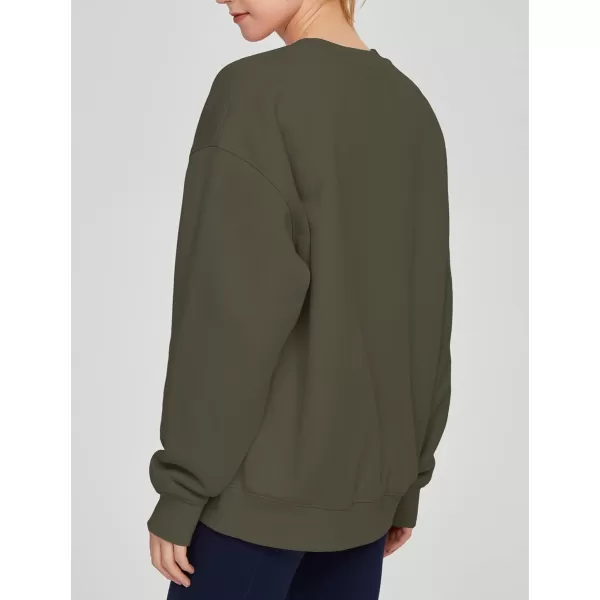 THE GYM PEOPLE Womens Fleece Crewneck Loose fit Soft Oversized Pullover SweatshirtDark Grey