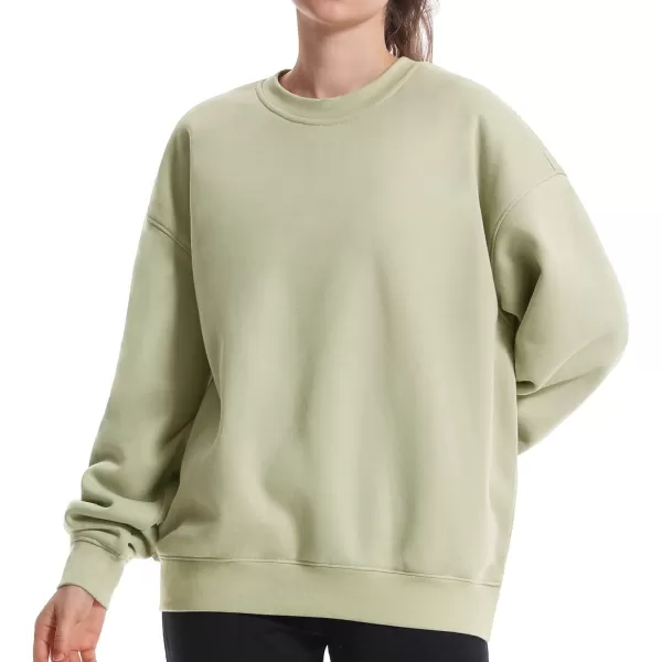 THE GYM PEOPLE Womens Fleece Crewneck Loose fit Soft Oversized Pullover SweatshirtLight Green