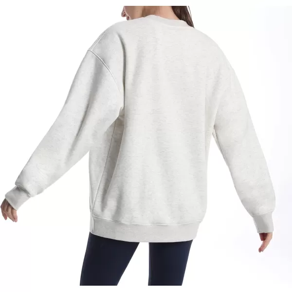 THE GYM PEOPLE Womens Fleece Crewneck Loose fit Soft Oversized Pullover SweatshirtLight Grey