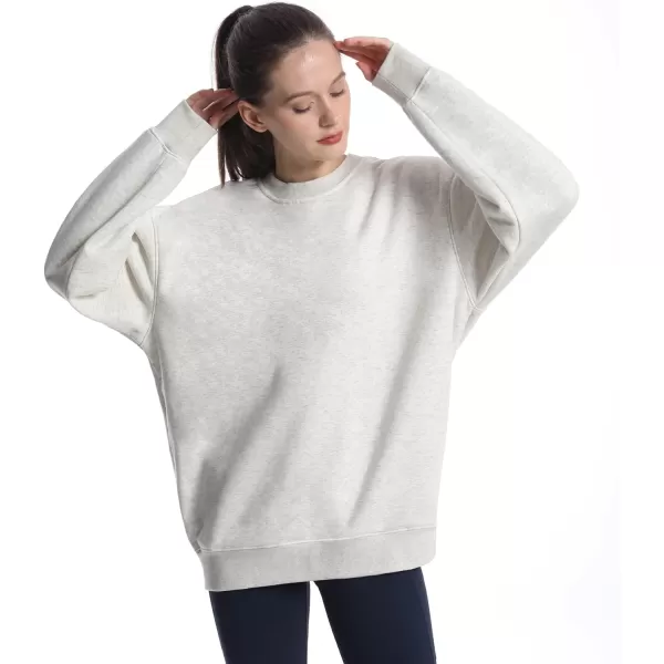 THE GYM PEOPLE Womens Fleece Crewneck Loose fit Soft Oversized Pullover SweatshirtLight Grey