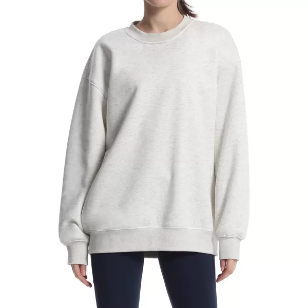 THE GYM PEOPLE Womens Fleece Crewneck Loose fit Soft Oversized Pullover SweatshirtLight Grey