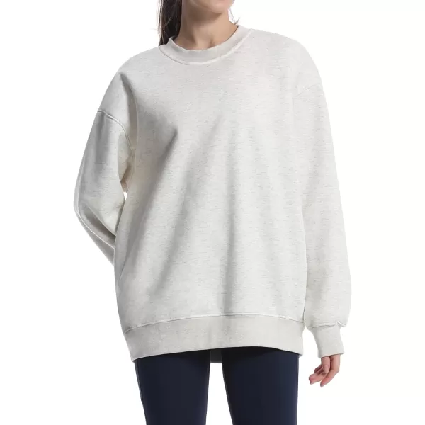 THE GYM PEOPLE Womens Fleece Crewneck Loose fit Soft Oversized Pullover SweatshirtLight Grey