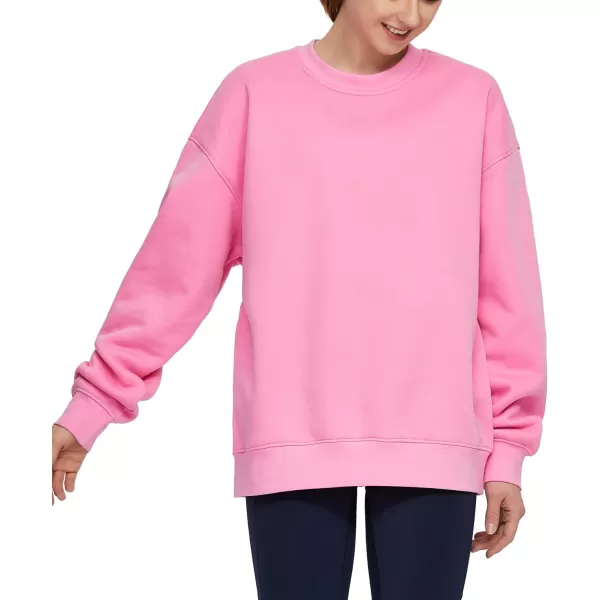 THE GYM PEOPLE Womens Fleece Crewneck Loose fit Soft Oversized Pullover SweatshirtPink