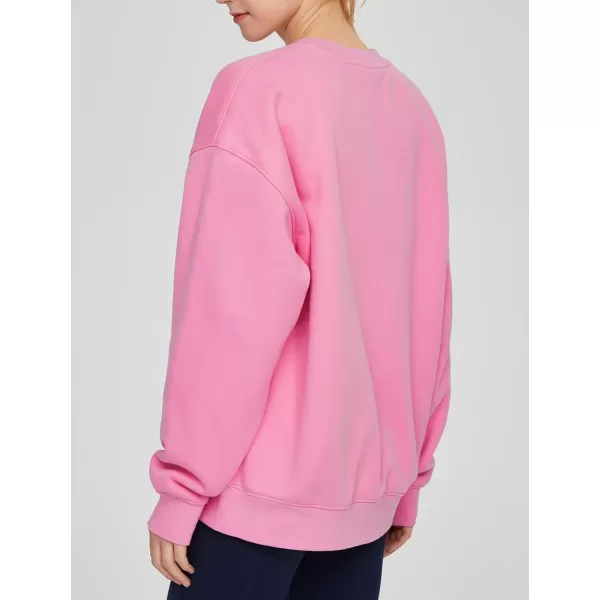 THE GYM PEOPLE Womens Fleece Crewneck Loose fit Soft Oversized Pullover SweatshirtPink