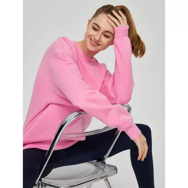 THE GYM PEOPLE Womens Fleece Crewneck Loose fit Soft Oversized Pullover SweatshirtPink